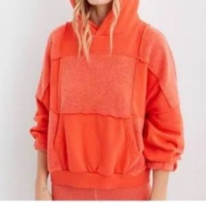 Aerie Red Patch Work Hoodie